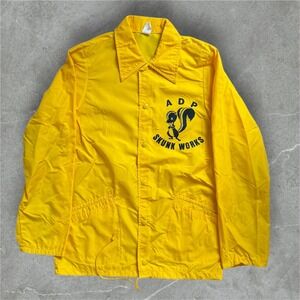 VTG ADP Mens Size S Yellow Skunk Works ‎ Nylon Coach Jacket Snap Front USA Made
